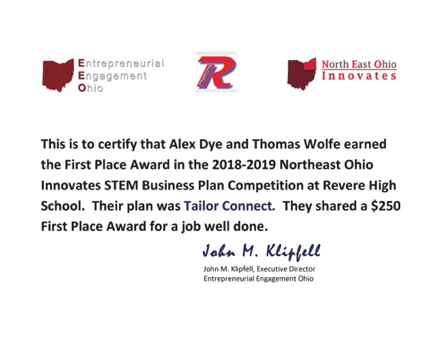 Alex Dye and Thomas Wolfe 
"Tailor Connect"
Revere High School